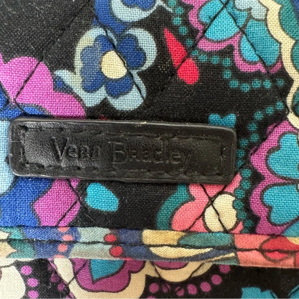 Vera Bradley Floral Trifold Wallet RFID Organizer Blue Pink - Picture 2 of 8